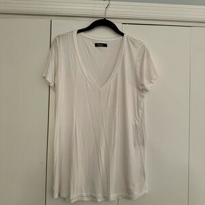 Michael Lauren White V-Neck Short Sleeve Tee L